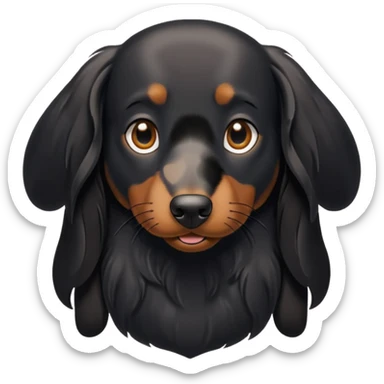 Long hair black wiener dog  sticker