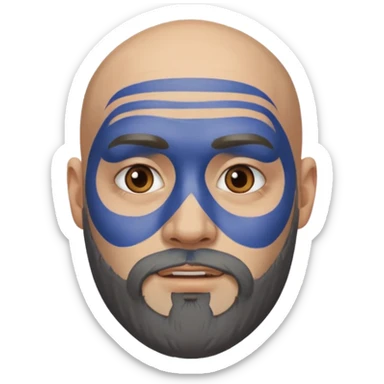 bald bearded man with face paint sticker