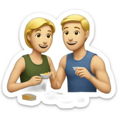 Two white friends eating lunch sticker