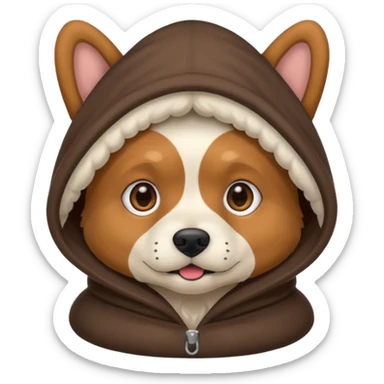 Dog wearing a hood sticker