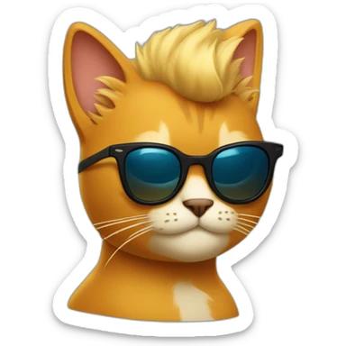 Cat with a johnny bravo hair and sunglasses sticker