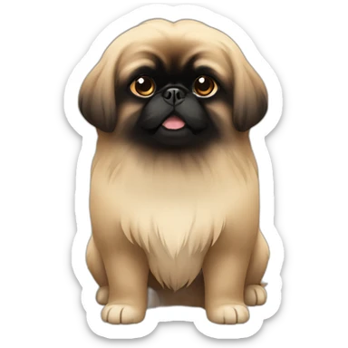 Black face pekingese beige body sticker