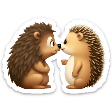 Hedgehog kissing bear sticker