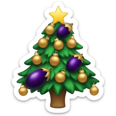 Christmas tree with eggplant ornaments sticker