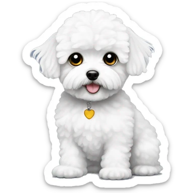 white maltipoo with black eyes  sticker