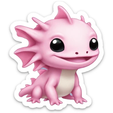 aesthetic pink cute axolotl stitch chibi pokemon sticker
