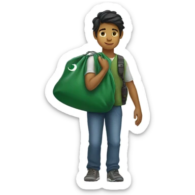 boy with pakistani side bag sticker