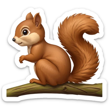 a squirrel sitting on a branch, looking up with animated eyes and a dramatic pondering pose sticker