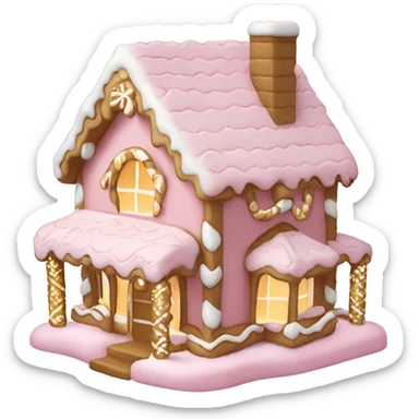 light pink and gold and white gingerbread house sticker