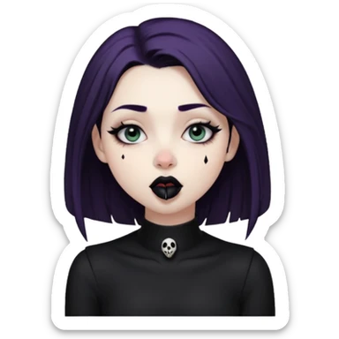 Goth girl with her eyes rolled up and towards her nose and her tongue sticking out doing uwu face sticker