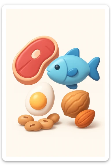 Proteine alimentari su sfondo isolato fammi un icona in 3d sticker