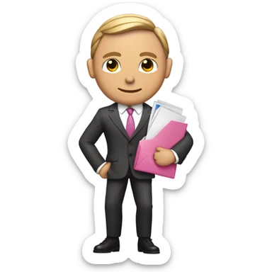 daniel kraig like jabes bond in pink suit carrying an email icon sticker