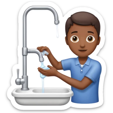 washing hands with faucet sticker