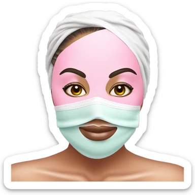 Lady with pink face mask spa beauty full face relaxing sticker