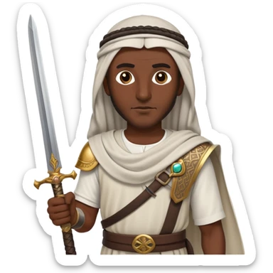 ancient Arab man with a sword on his shoulder sticker