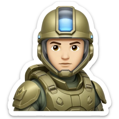 male Halo Spartan super-soldier with nomadic gear and survival equipment sticker