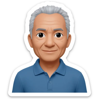 grandpa, short, grey hair, polo shirt, filipino sticker