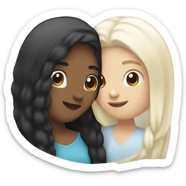 Lesbians kiss. They have long black hair and white skin color. sticker