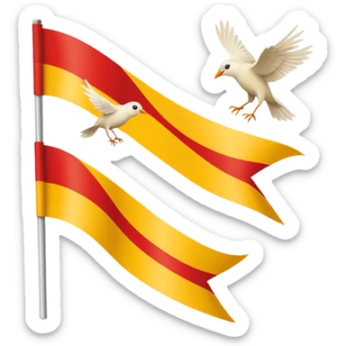 drapeau de Lorraine (fond jaune, une bande diagonale rouge dans laquelle se trouvent 3 silhouettes blanche d'oiseaux) sticker