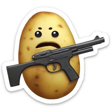 Potato with a gun sticker