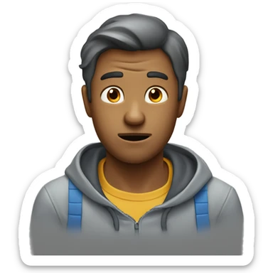 An exhausted man who’s been running away from a heart sticker