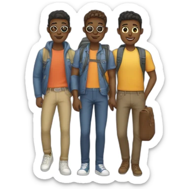 four gay friends traveling sticker