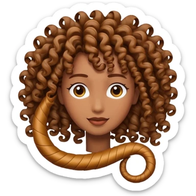 curly hair strand shaped like a spiral sticker
