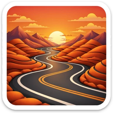 road with sunset sticker