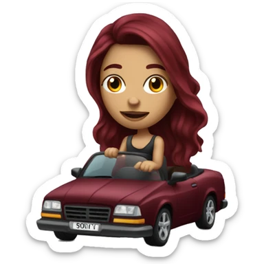Beautiful tattooed burgundy long haired woman driving a car sticker
