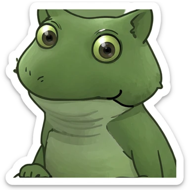 baby fox with big eyes bufo frog meme style sticker