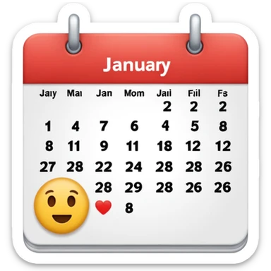 January calendar flat emojy style just writte Jan 2026 sticker