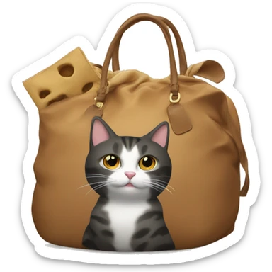 A bag Lonchamp with a cat in  sticker