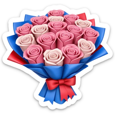 SPAM MEAT rose bouquet wrapped in french flag bow sticker