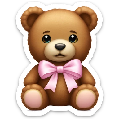 Teddy bear with light pink bow  sticker