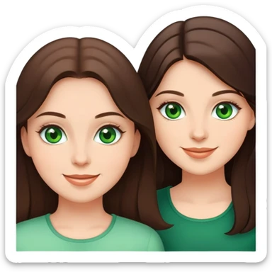 Happy sisters, brunettes, green eyes sticker