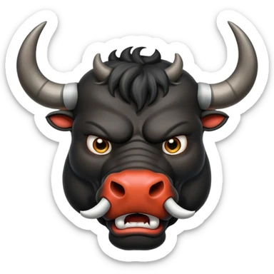 Emoji angry powerful black bull steaming from nose sticker