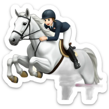 white-hourse-with-olympics-jumping-compelition-rider—japanese-girl sticker