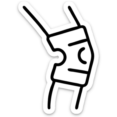 outlined icon of a knee with a knee brace sticker