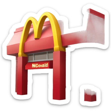 “McDonald’s store with the iconic golden arches, a red and yellow color scheme, and a simple, recognizable design that captures the essence of a fast food restaurant.” sticker