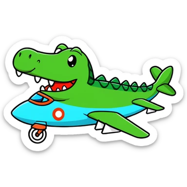 A airplane that has a face of a crocodile ￼ sticker