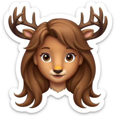 long haired female deer sticker