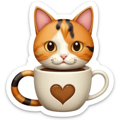 Un gato con una taza de café  sticker
