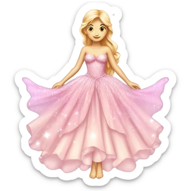 light pink fairy princess sparkly dress isolated dress sticker