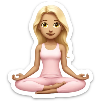 angelic blonde yoga girl in light pink yoga outfit sticker