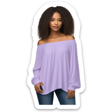 Lilac off shoulder Long sleeve flowy top, isolated sticker
