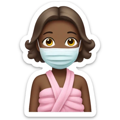 girl with babypink towel and facemask sticker