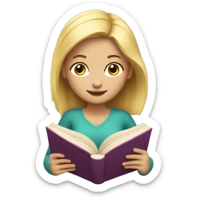 A blonde girl reading a book sticker