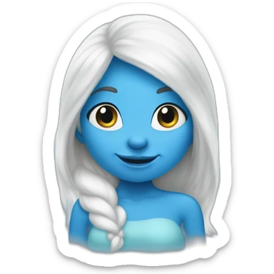 smurf girl with smurf skin and white hair sticker