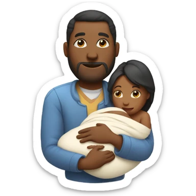 dad mom and newborn sticker