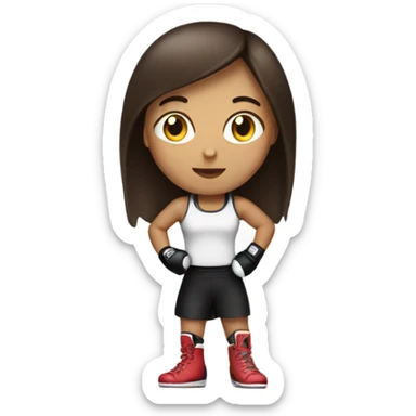 Brunette white girl wearing boxing gloves sticker